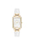 Anne Klein Gold-Tone/White Consider It Rectangular Case Leather Watch