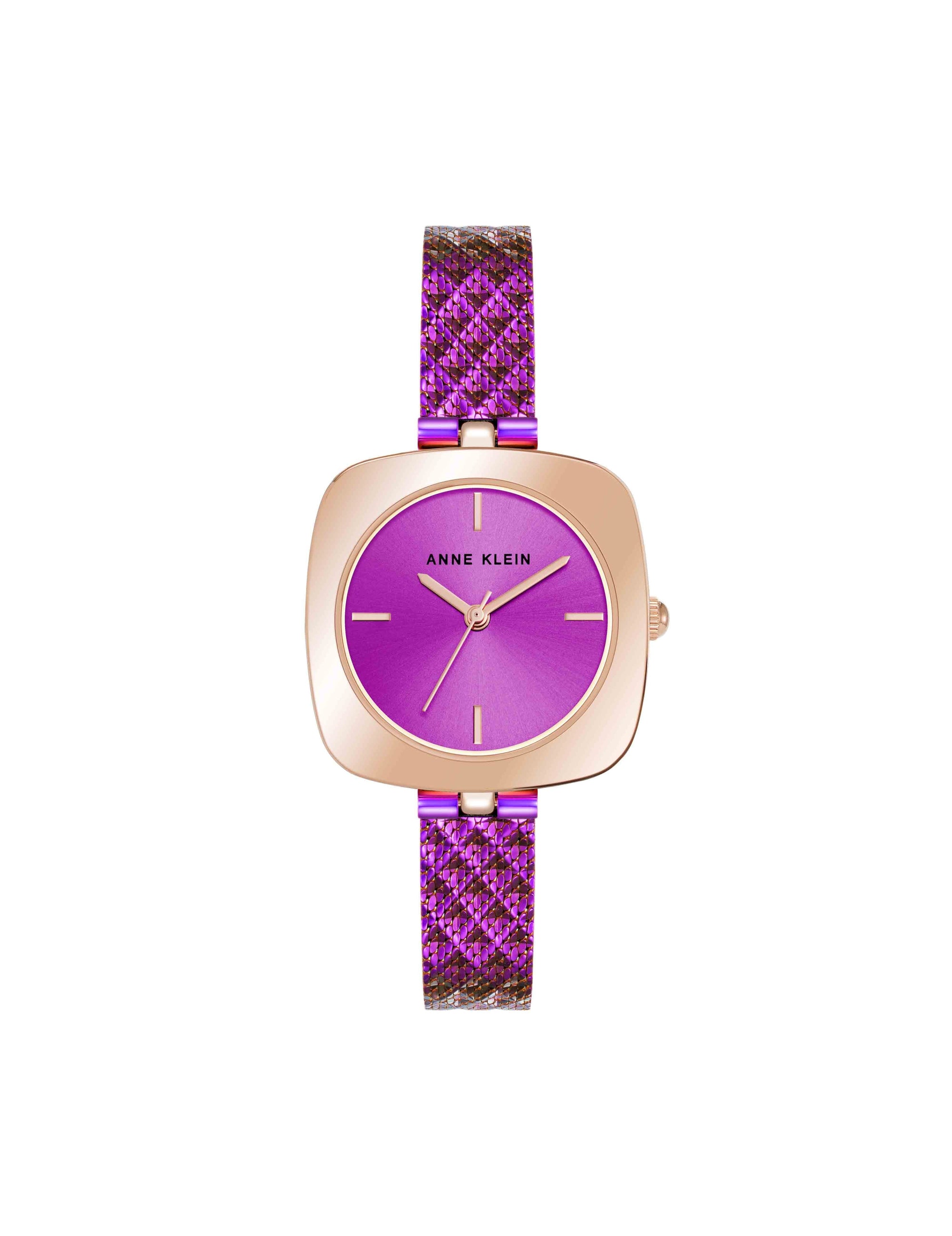 Anne Klein Iridescent Magenta/Rose-Tone Elegant Hidden Crystal Watch