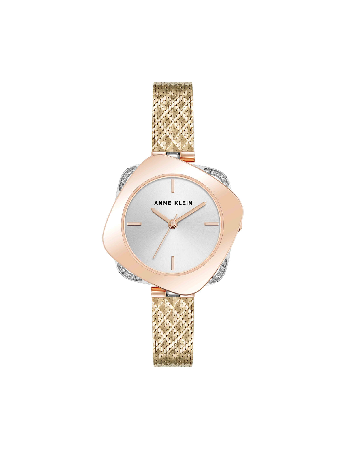 Anne Klein Gold-Tone/Rose Gold-Tone/Silver-Tone Elegant Hidden Crystal Watch