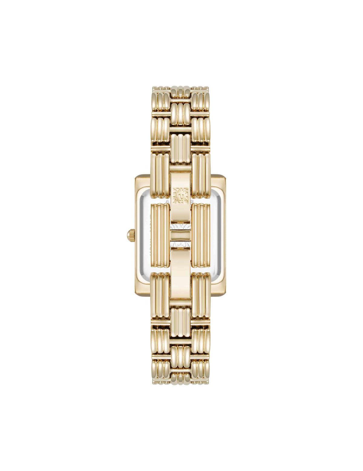 Anne Klein  Premium Crystal Accented Grooved Link Bracelet Watch