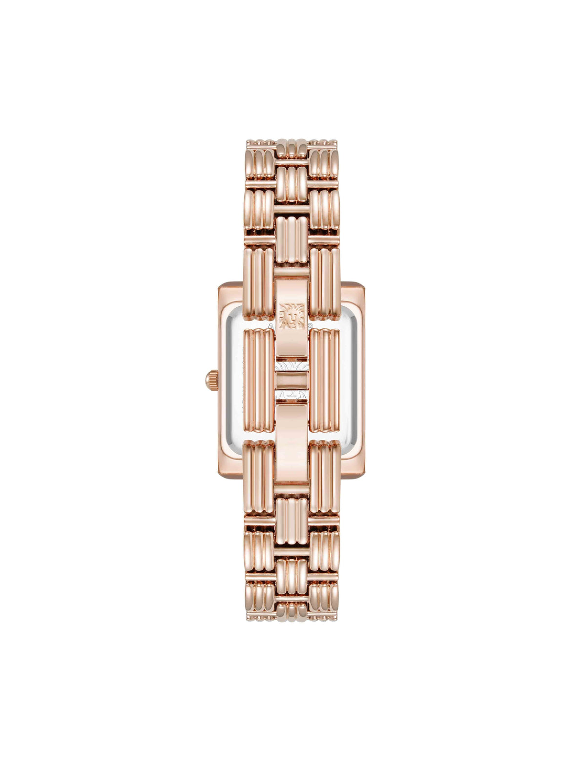 Anne Klein  Premium Crystal Accented Grooved Link Bracelet Watch