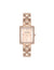 Anne Klein Rose Gold-Tone Premium Crystal Accented Grooved Link Bracelet Watch