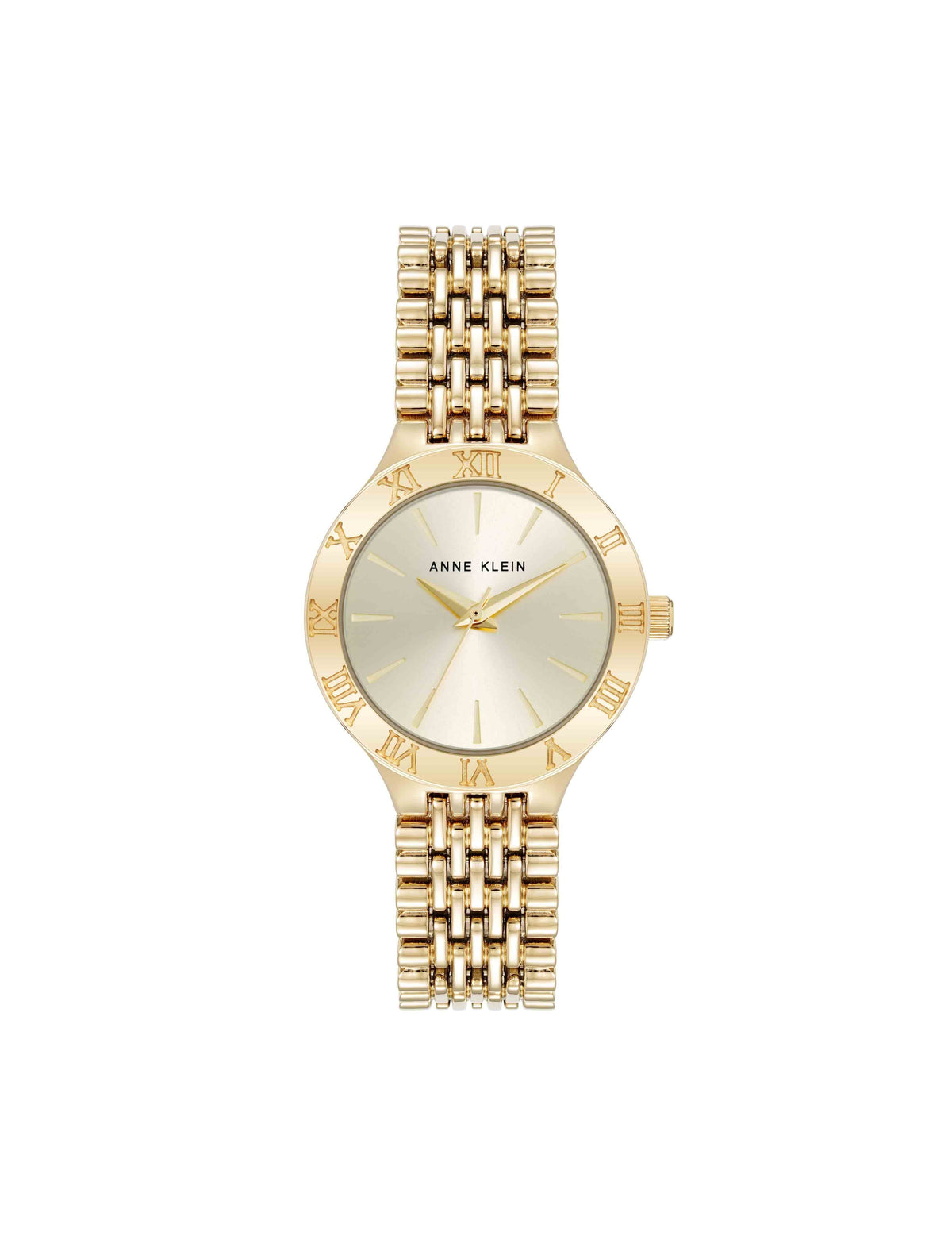 Anne Klein Gold-Tone Iconic Round Roman Numeral Bezel Watch