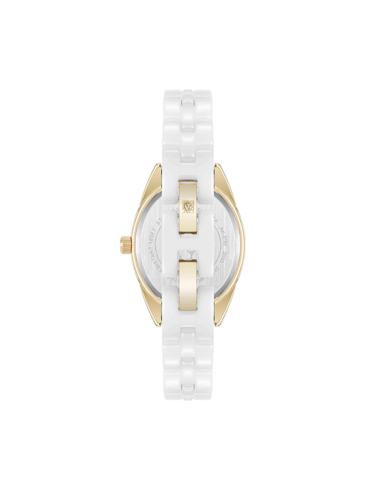 Anne Klein Oval Ceramic Diamond Dial Bracelet Watch