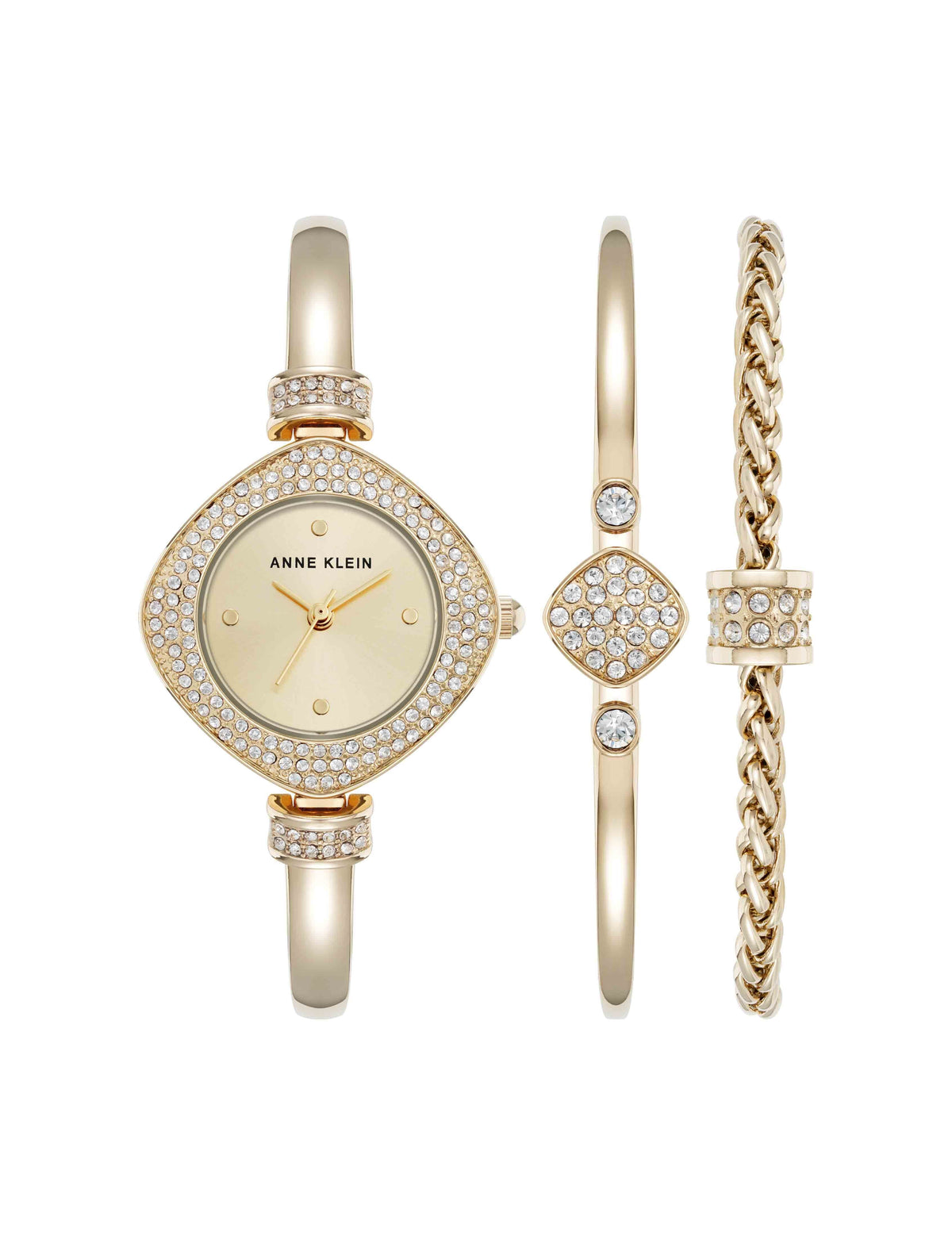 Anne Klein Premium Crystal Accented Bangle Watch Set