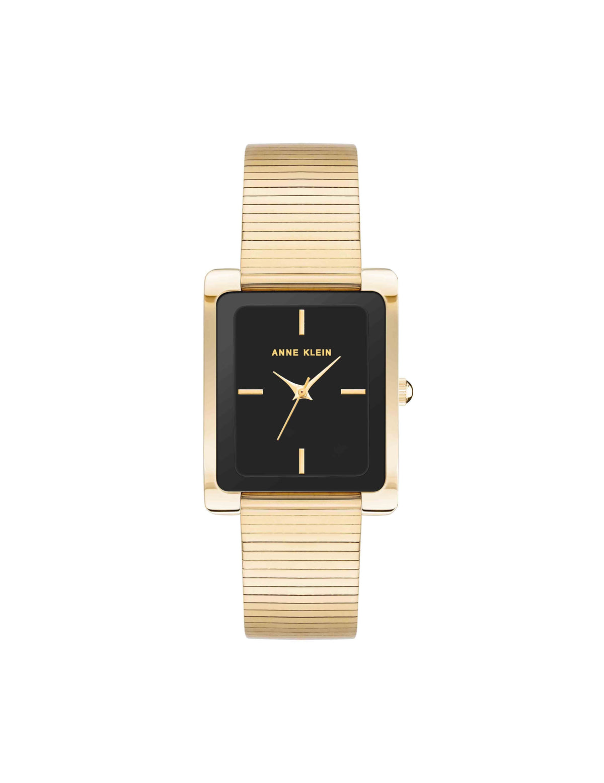 Anne Klein Black/Gold-Tone Modern Rectangular Stainless Steel Bracelet Watch