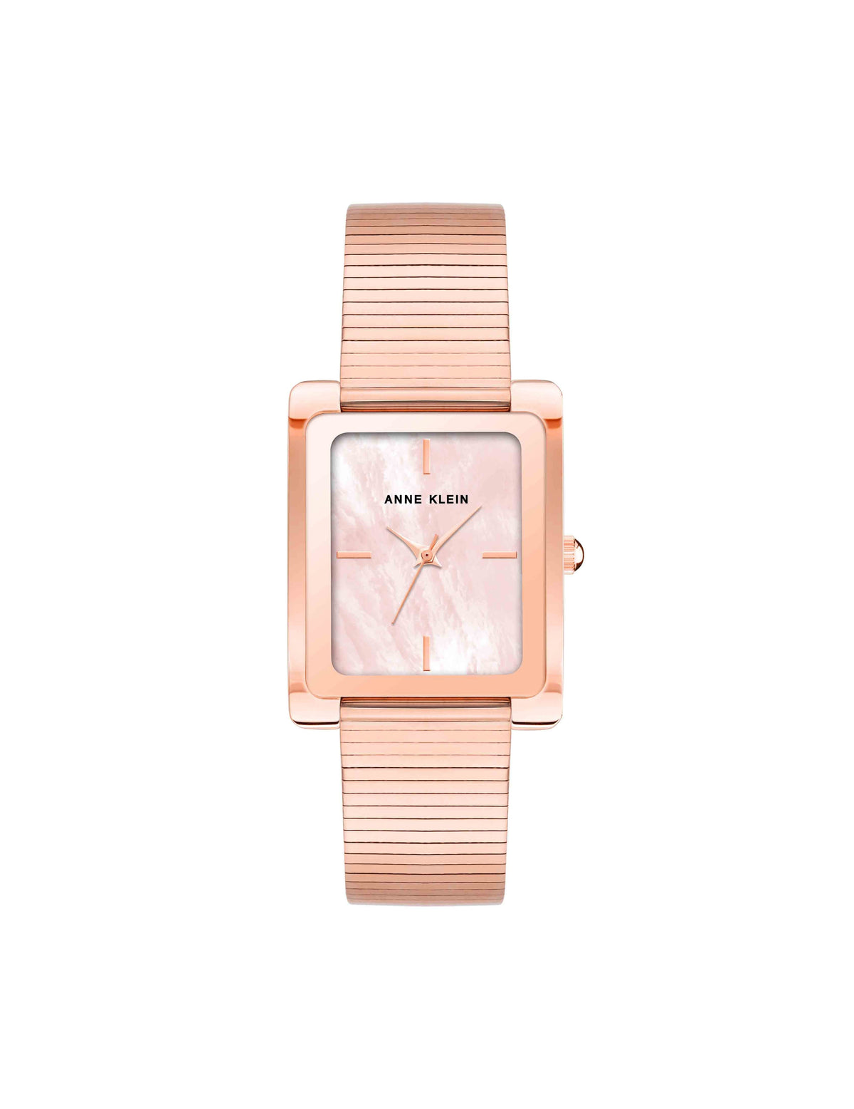 Anne Klein Blush Pink/Rose Gold-Tone Modern Rectangular Stainless Steel Bracelet Watch