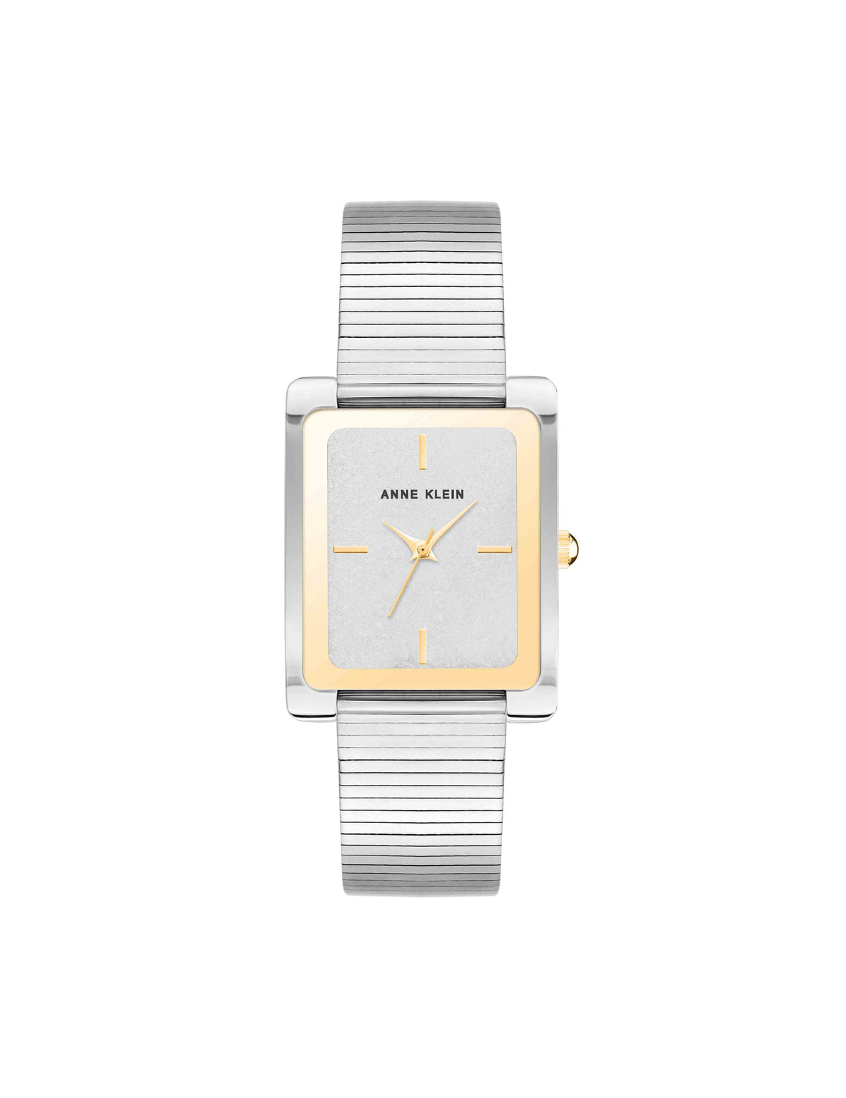 Anne Klein Silver-Tone/Gold-Tone Modern Rectangular Stainless Steel Bracelet Watch