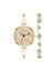 Anne Klein Gold-Tone Floral Dial Bangle Watch Set