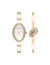 Anne Klein Gold-Tone Estate Oval Crystal Accented Bangle Watch Set