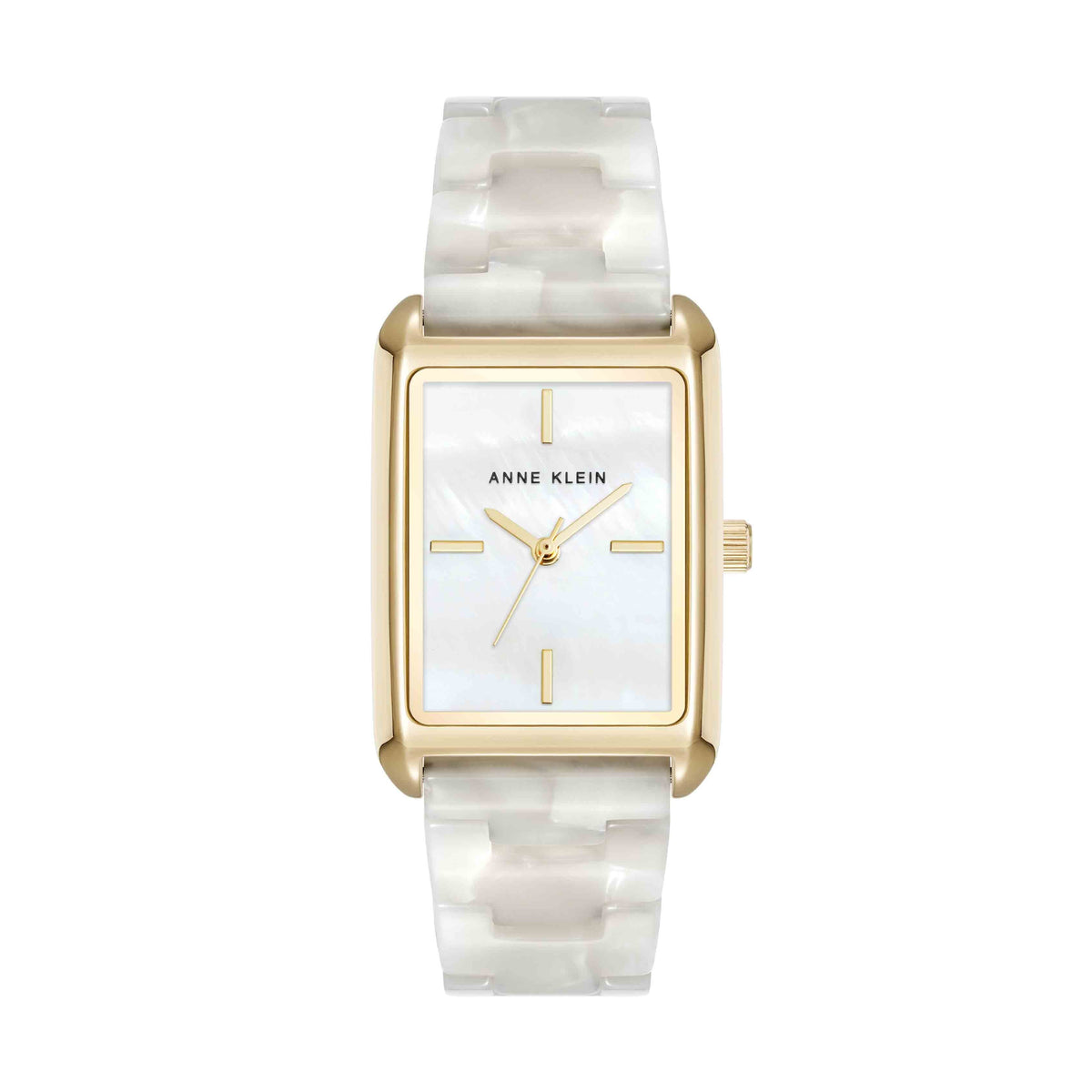 Anne Klein Clear Resin Link Watch Mother of Pearl Dial Crystal Markers Ann Klein Ladies Watch Ceramic Bracelet Mother of Pearl Face  main image 3