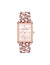 Anne Klein Pink/Red/Rose Gold-Tone Delicate Rectangular Acetate Link Bracelet Watch