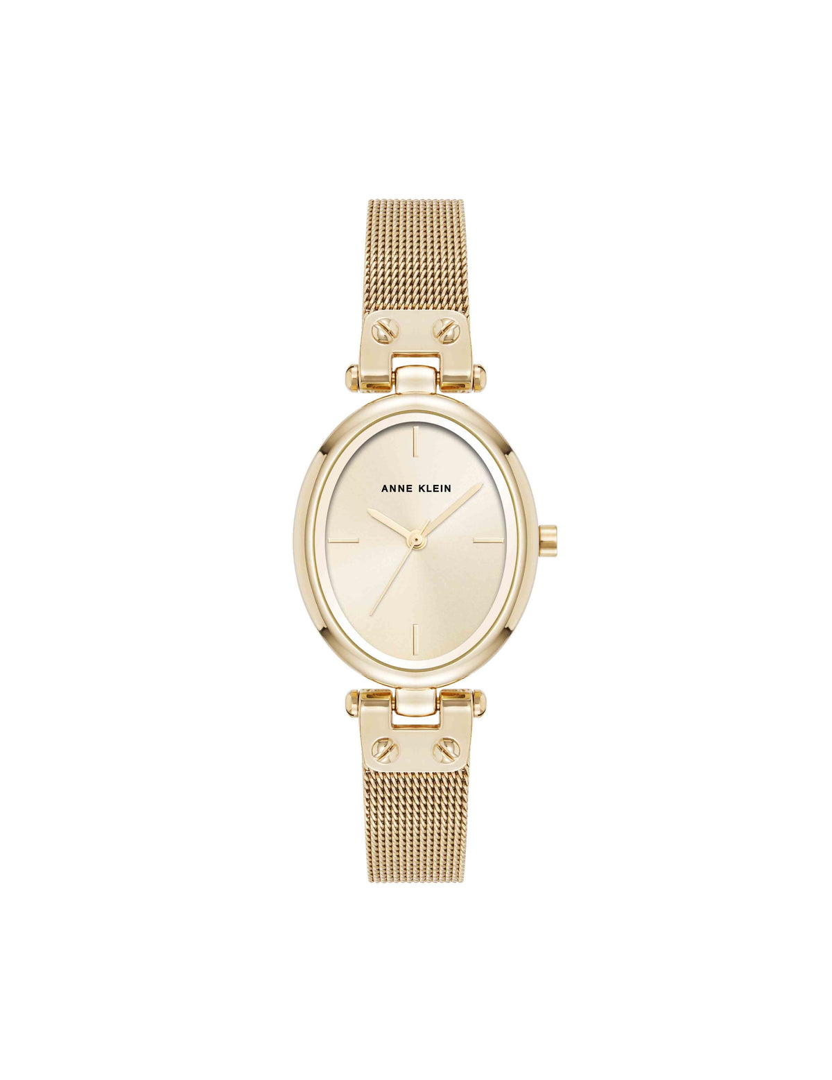 Anne Klein Gold-Tone Oval Mesh Bracelet Watch