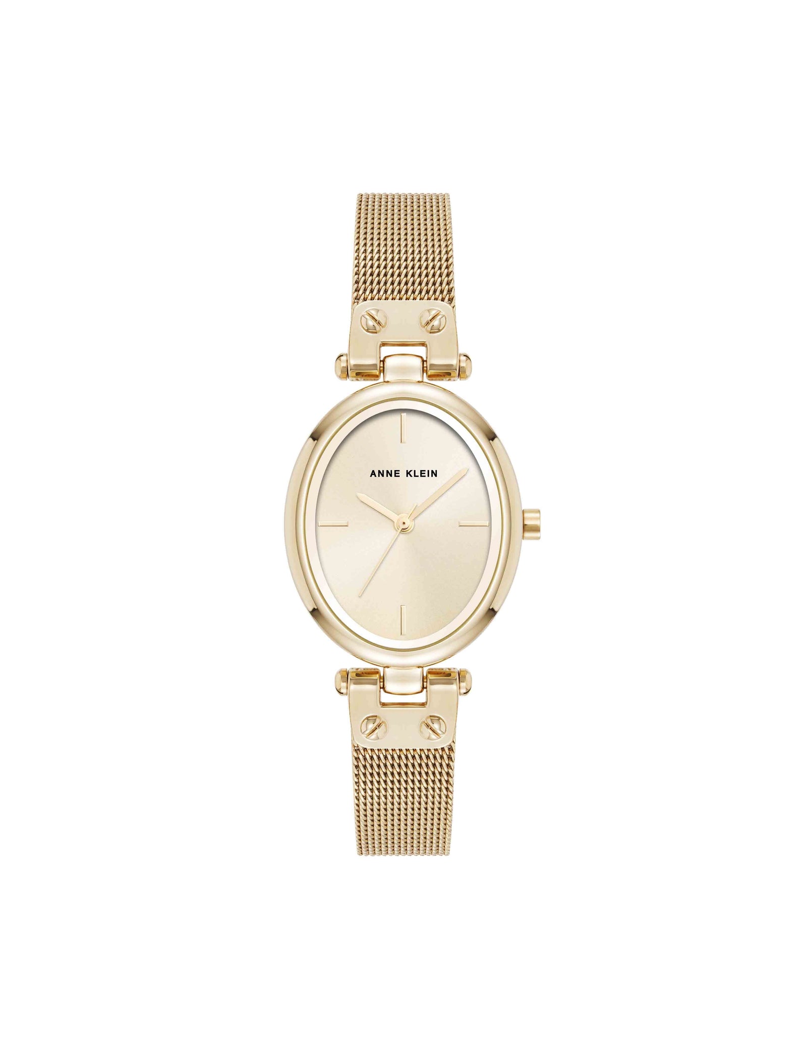 Anne Klein Gold-Tone Oval Mesh Bracelet Watch