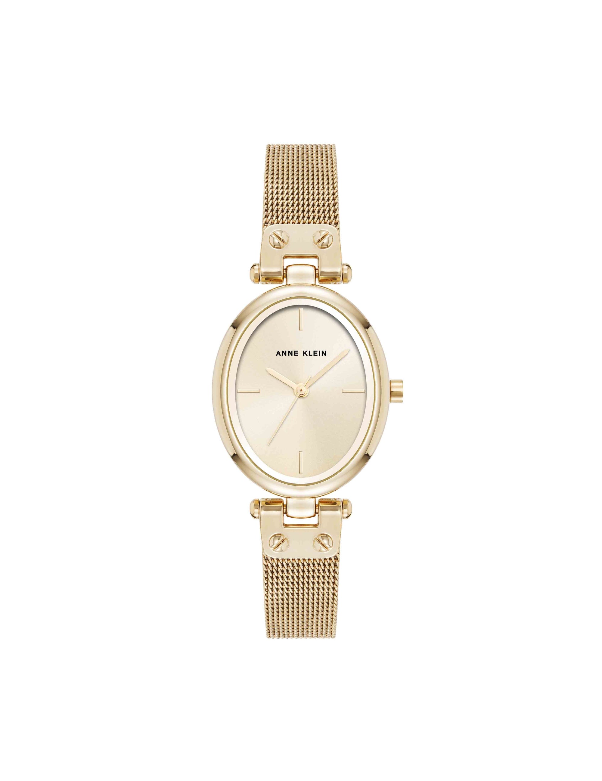 Anne Klein Gold-Tone Oval Mesh Bracelet Watch