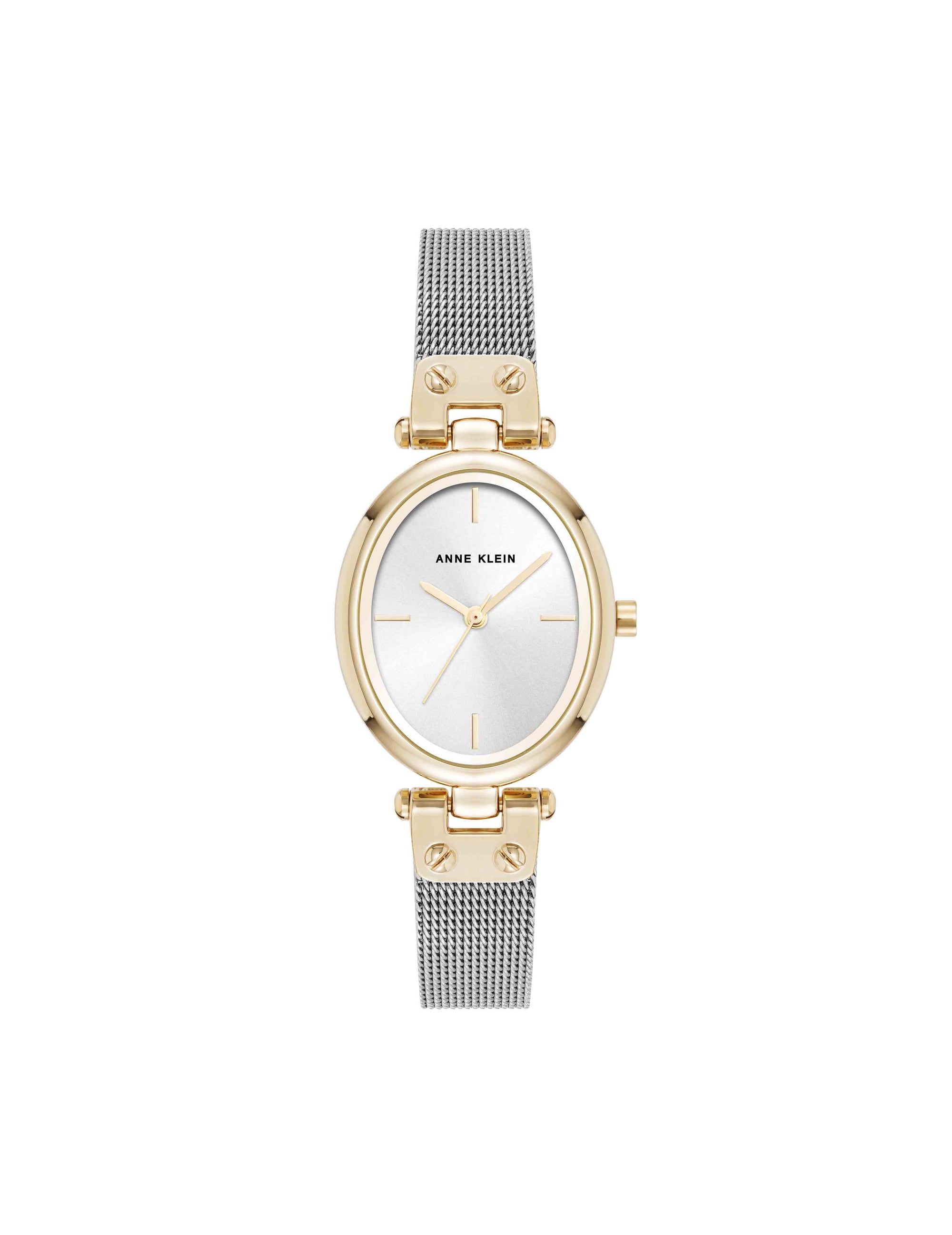Anne Klein Two-Tone Oval Mesh Bracelet Watch