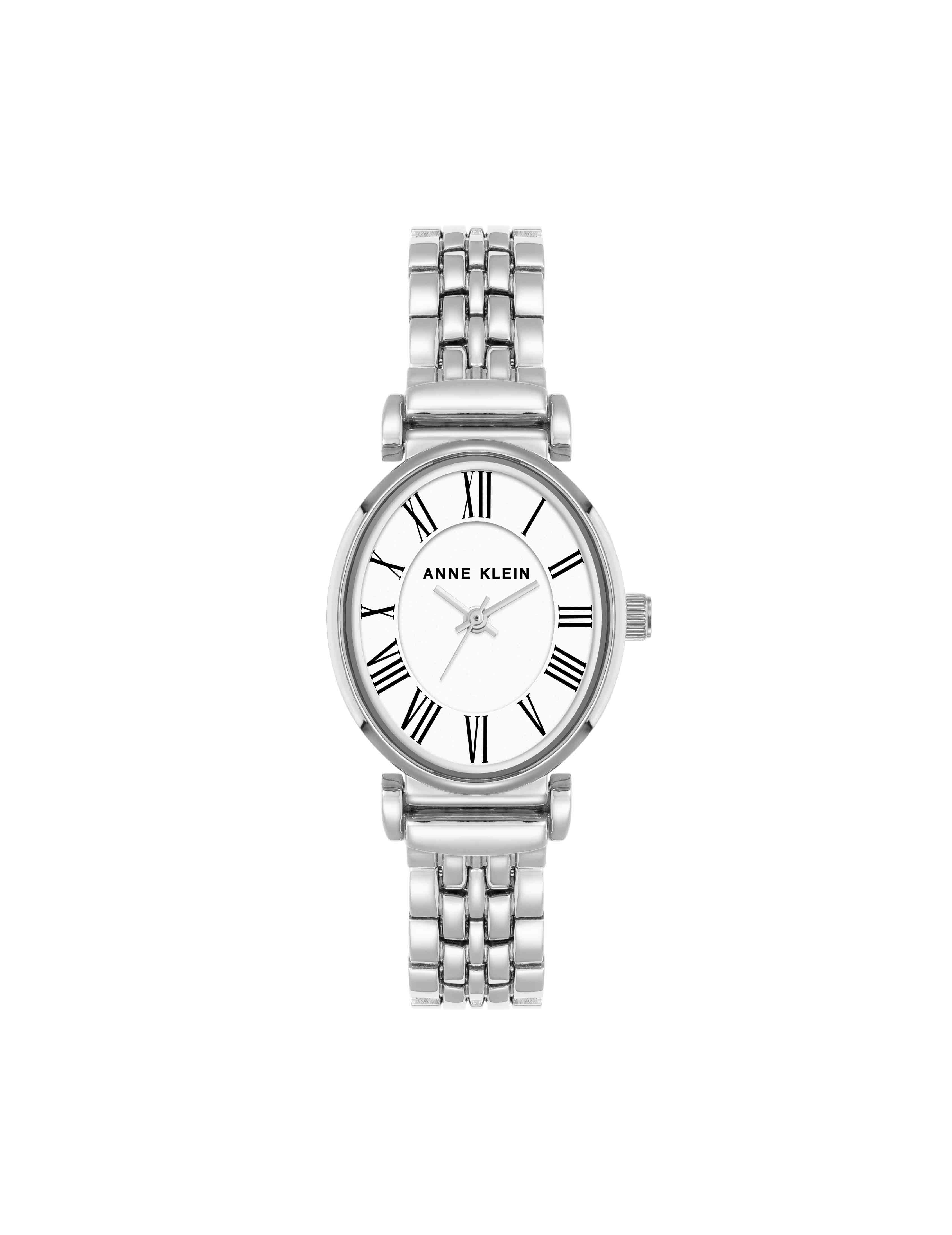 Anne Klein Black and Silver Watch with Roman Numerals Classic Leather Strap Watch | Anne Klein main image 2