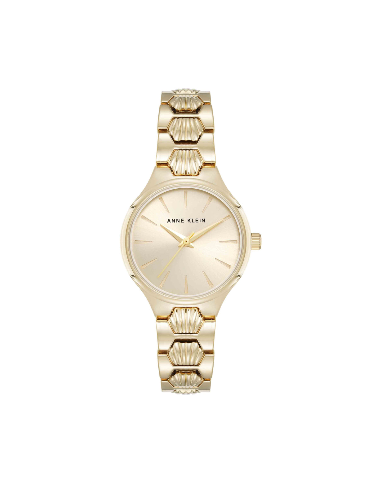 Anne Klein Gold-Tone Shell Pattern Link Bracelet Watch