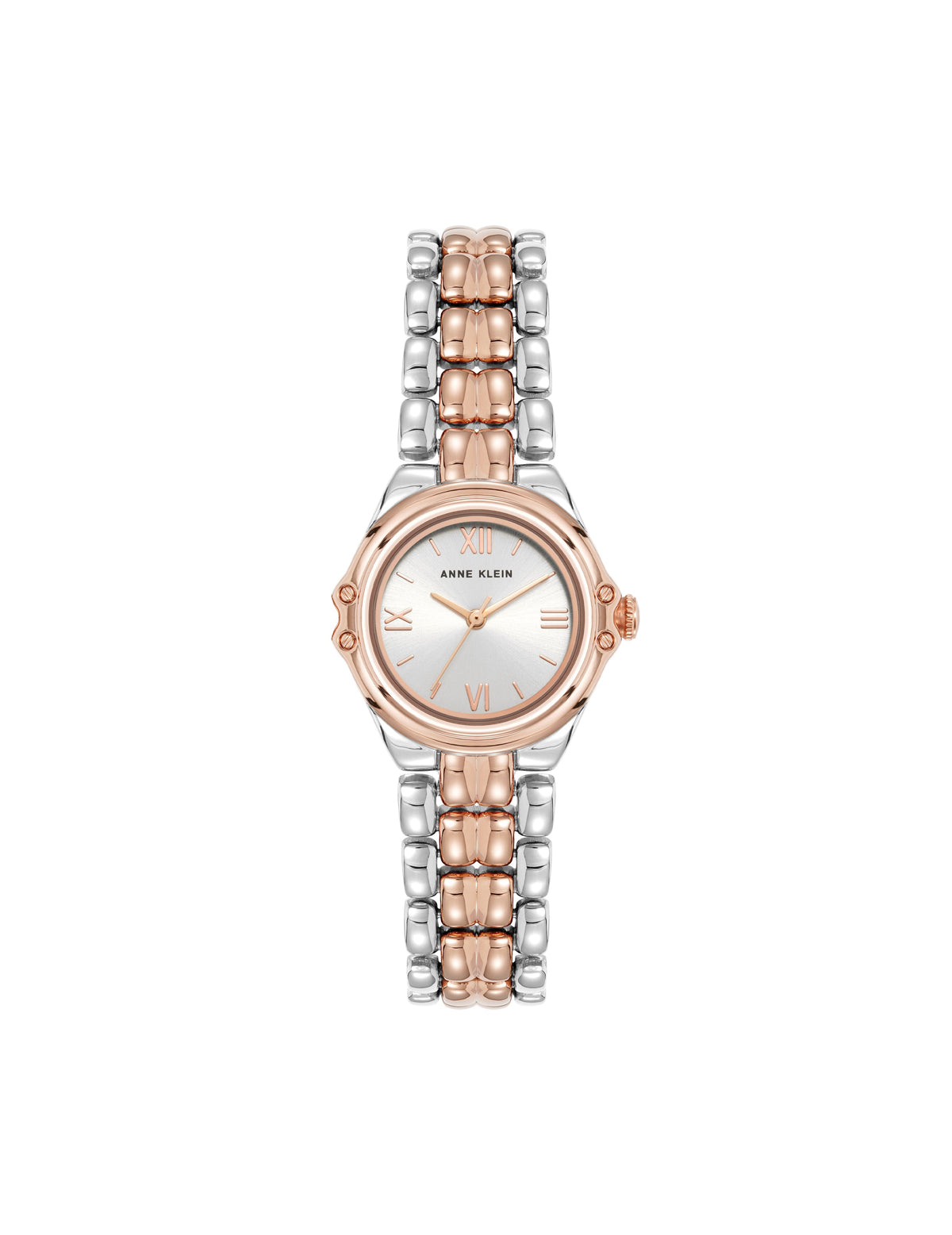 Anne Klein Silver-Tone/Rose Gold-Tone Classic Everyday Bracelet Watch