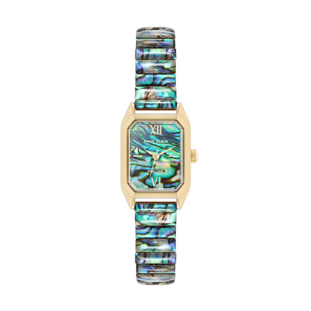 Abalone Shell Rectangular Gold-Tone Watch Shell Accented Expansion Band Watch - Anne Klein main image 4