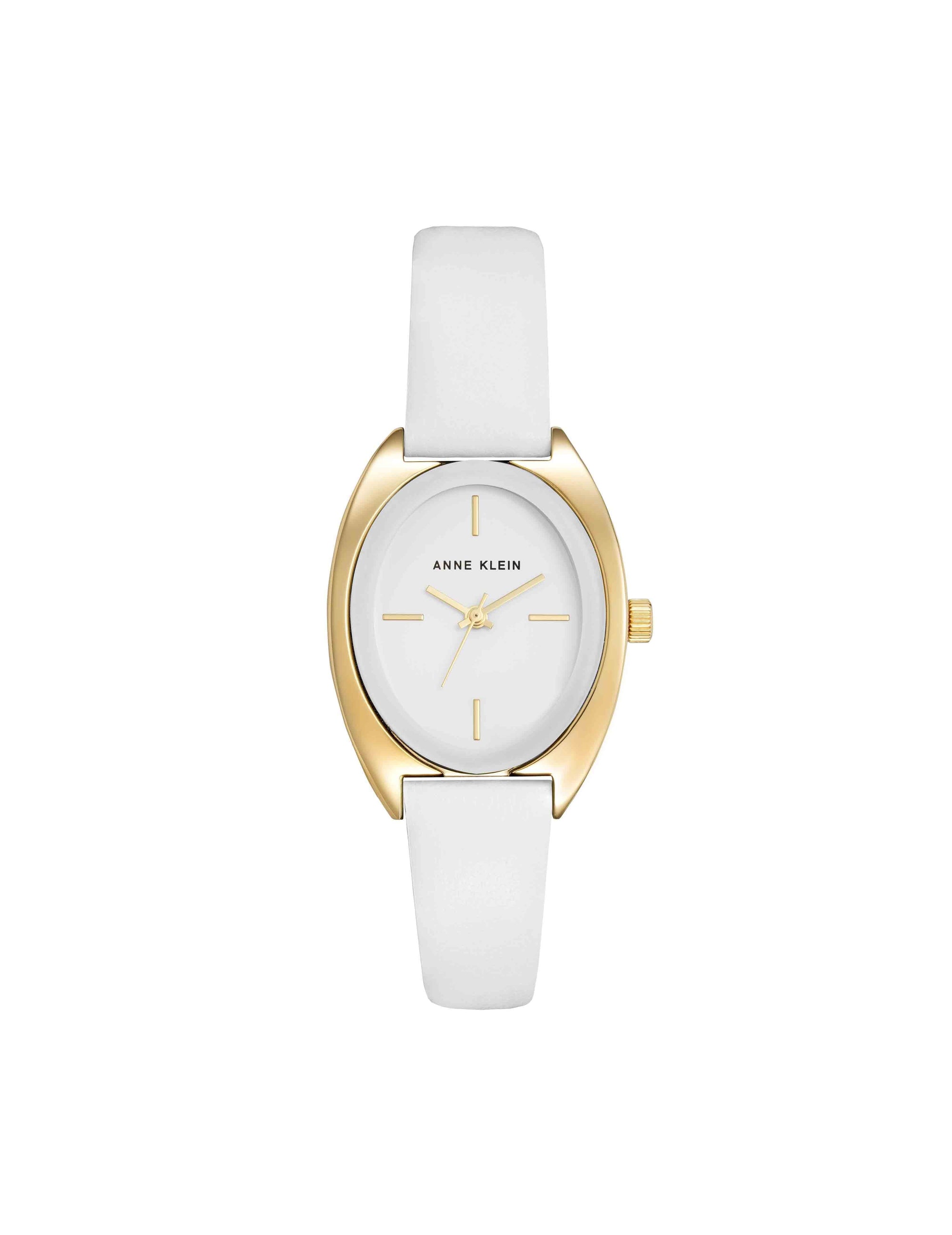 Anne Klein Gold-Tone/White Modern Strap Watch