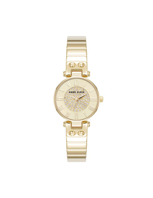 Anne Klein Gold-Tone Crystal Accented Bangle Watch