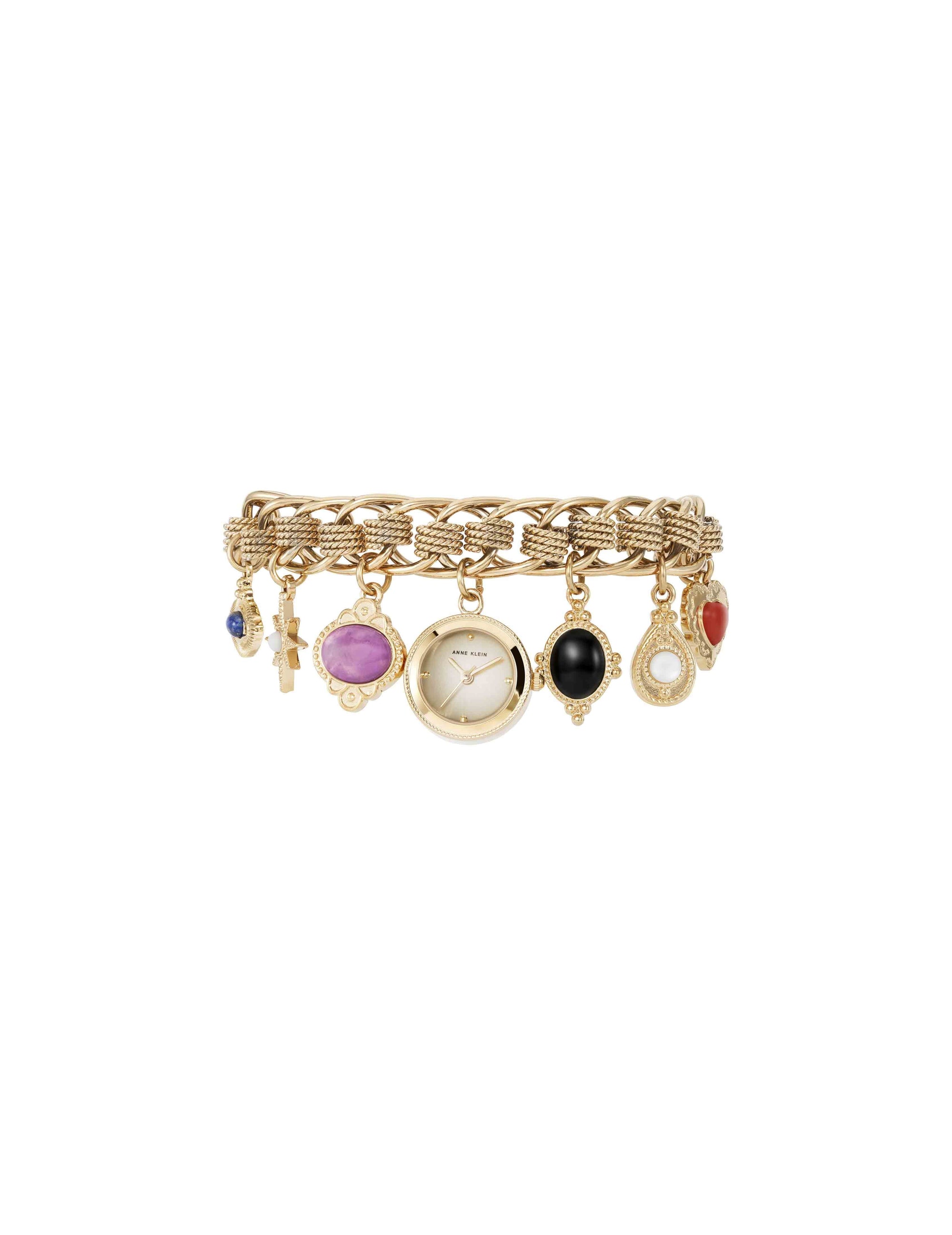 Anne Klein Gemstone Charm Bracelet Watch