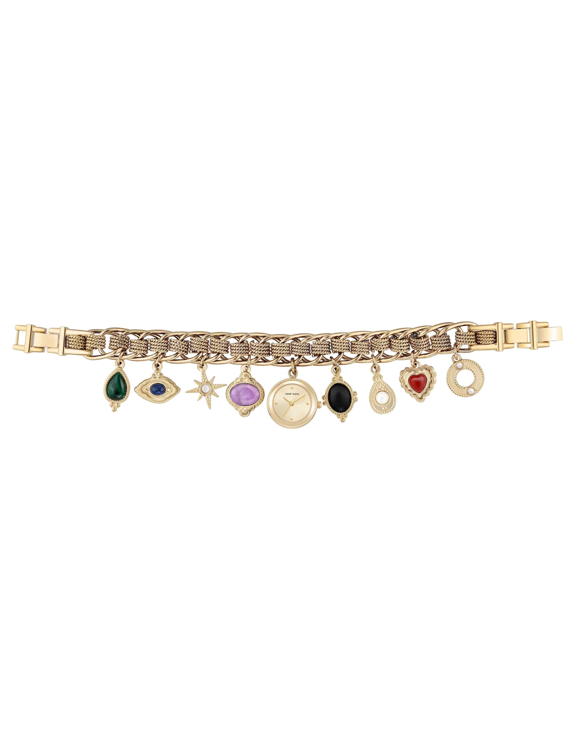 Anne Klein Gemstone Charm Bracelet Watch