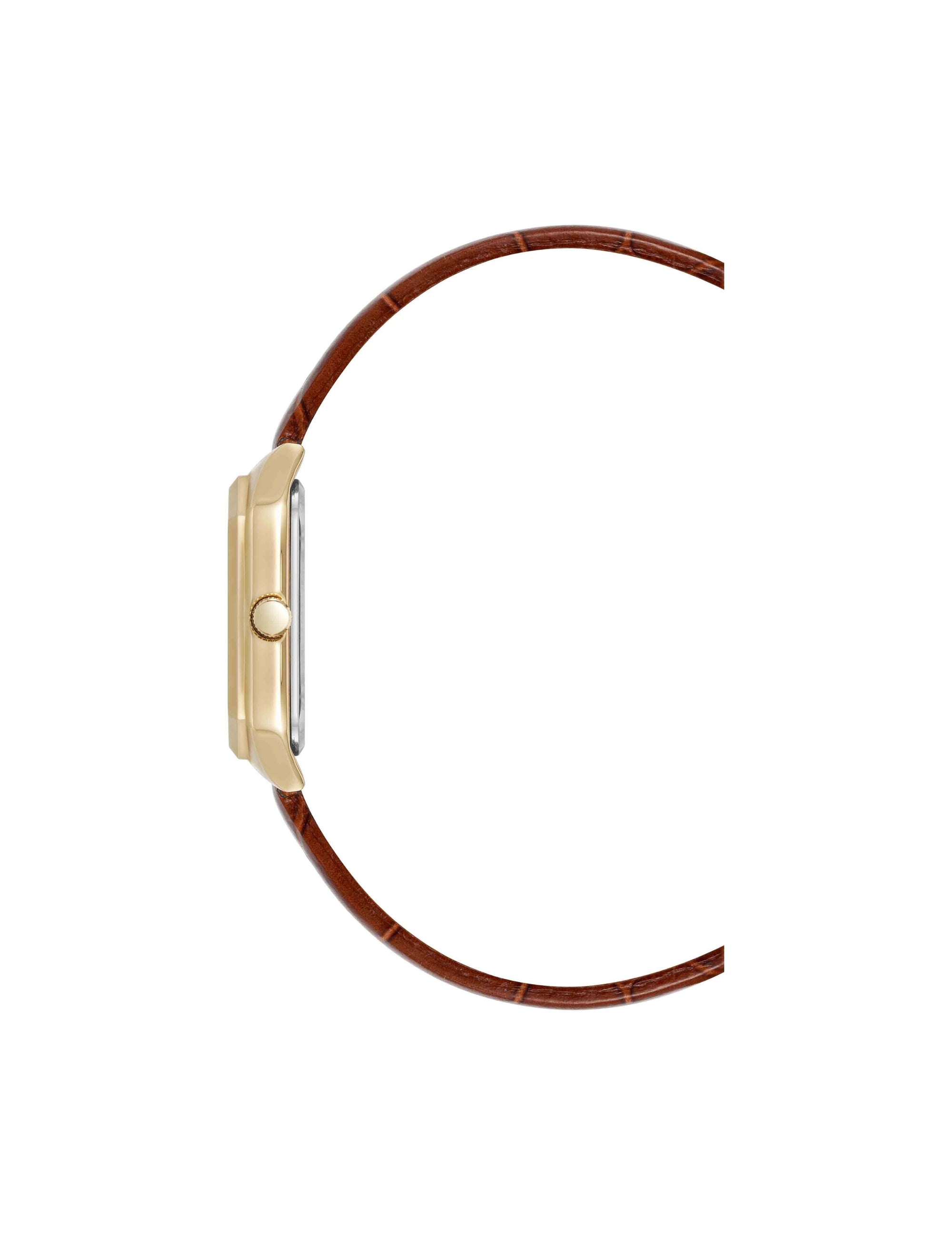 Anne Klein Octagonal Shaped Leather Strap Watch