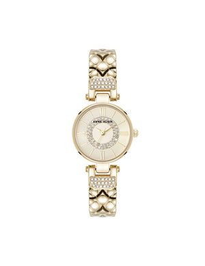Anne Klein Gold-Tone Crystal Accented V-Link Watch