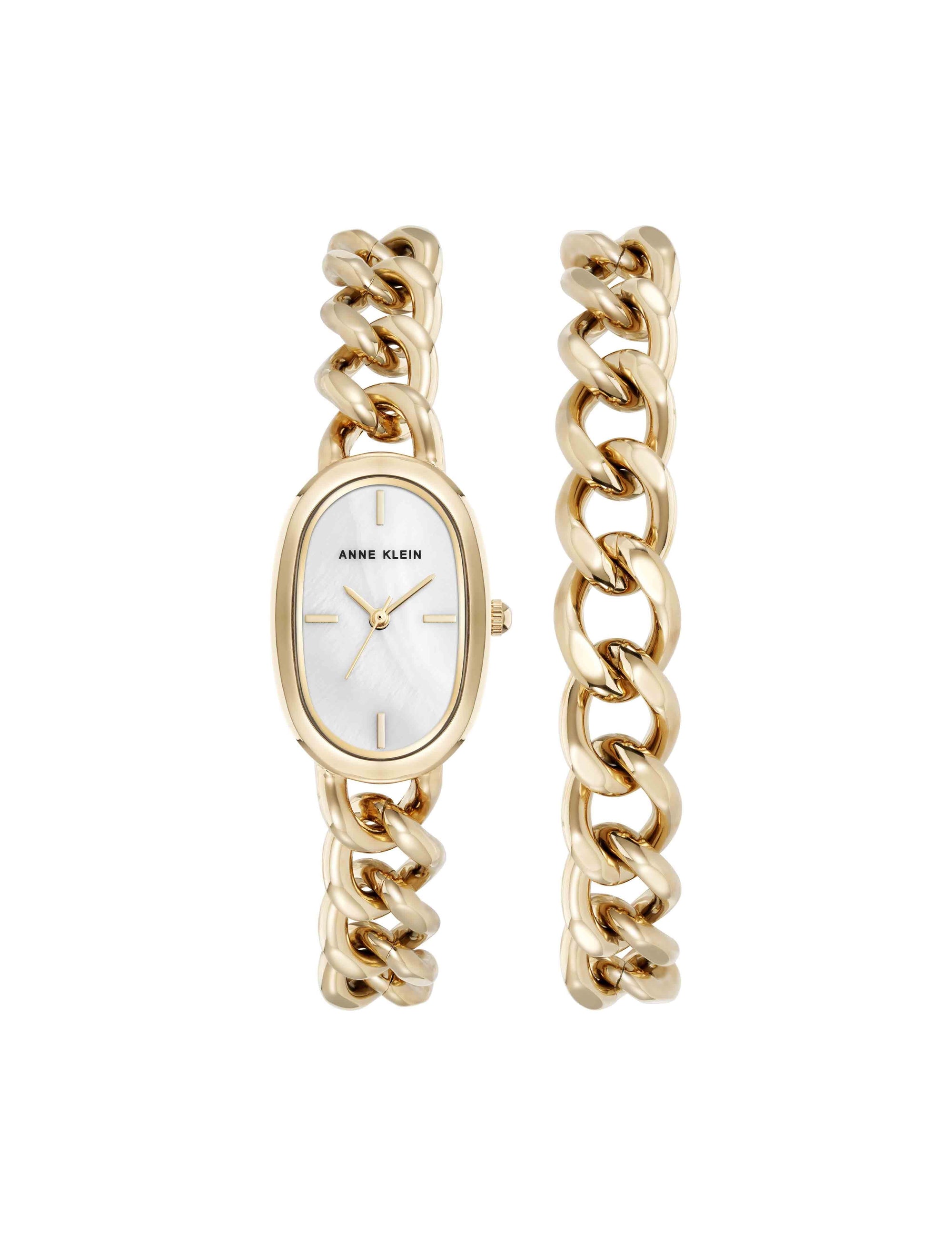 Anne Klein Gold-Tone Chain Watch and Bracelet Set