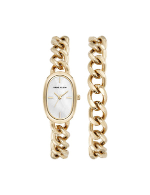Anne Klein Gold-Tone Chain Watch and Bracelet Set
