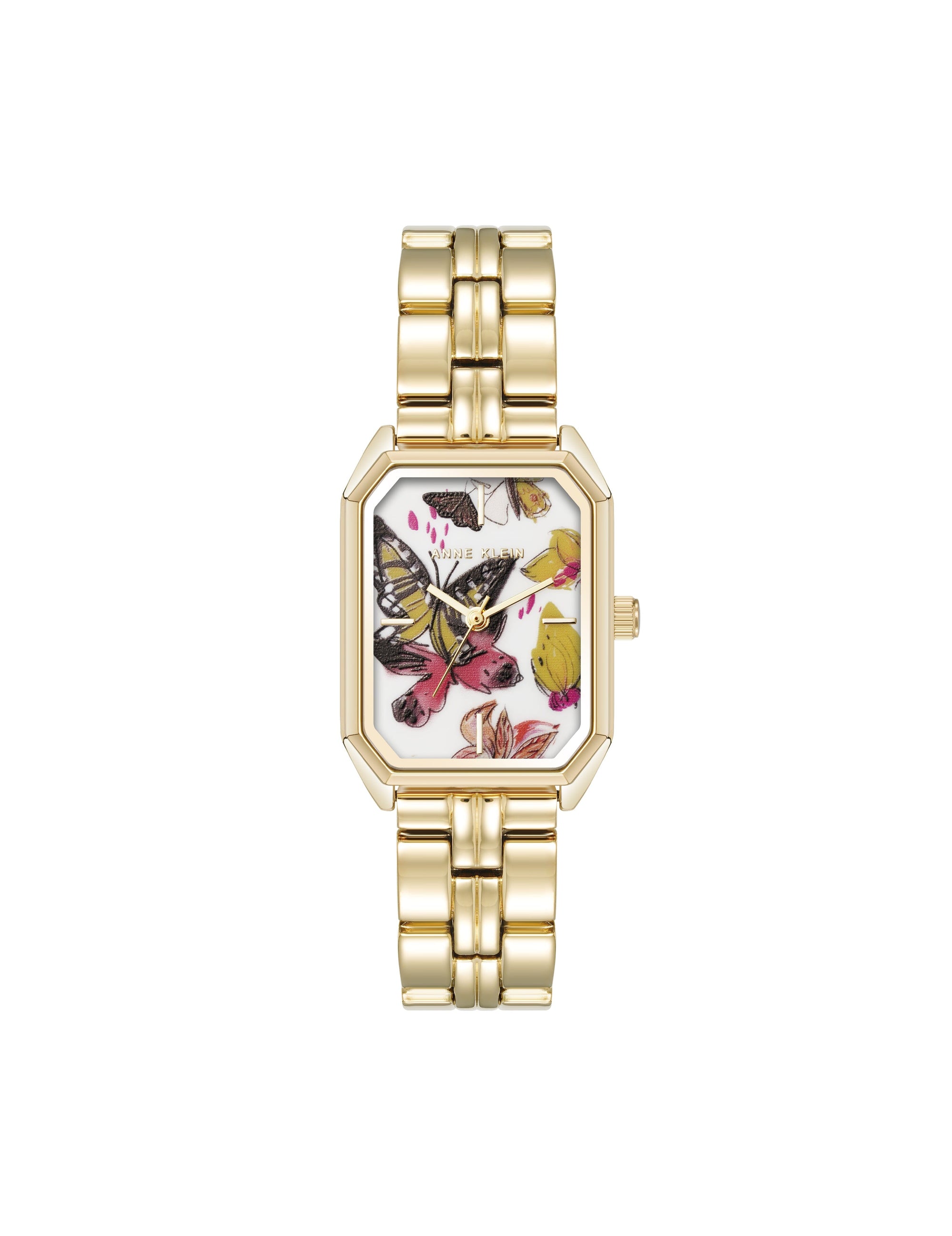 Anne Klein Gold-Tone Octagonal Shaped Butterfly Dial Bracelet Watch