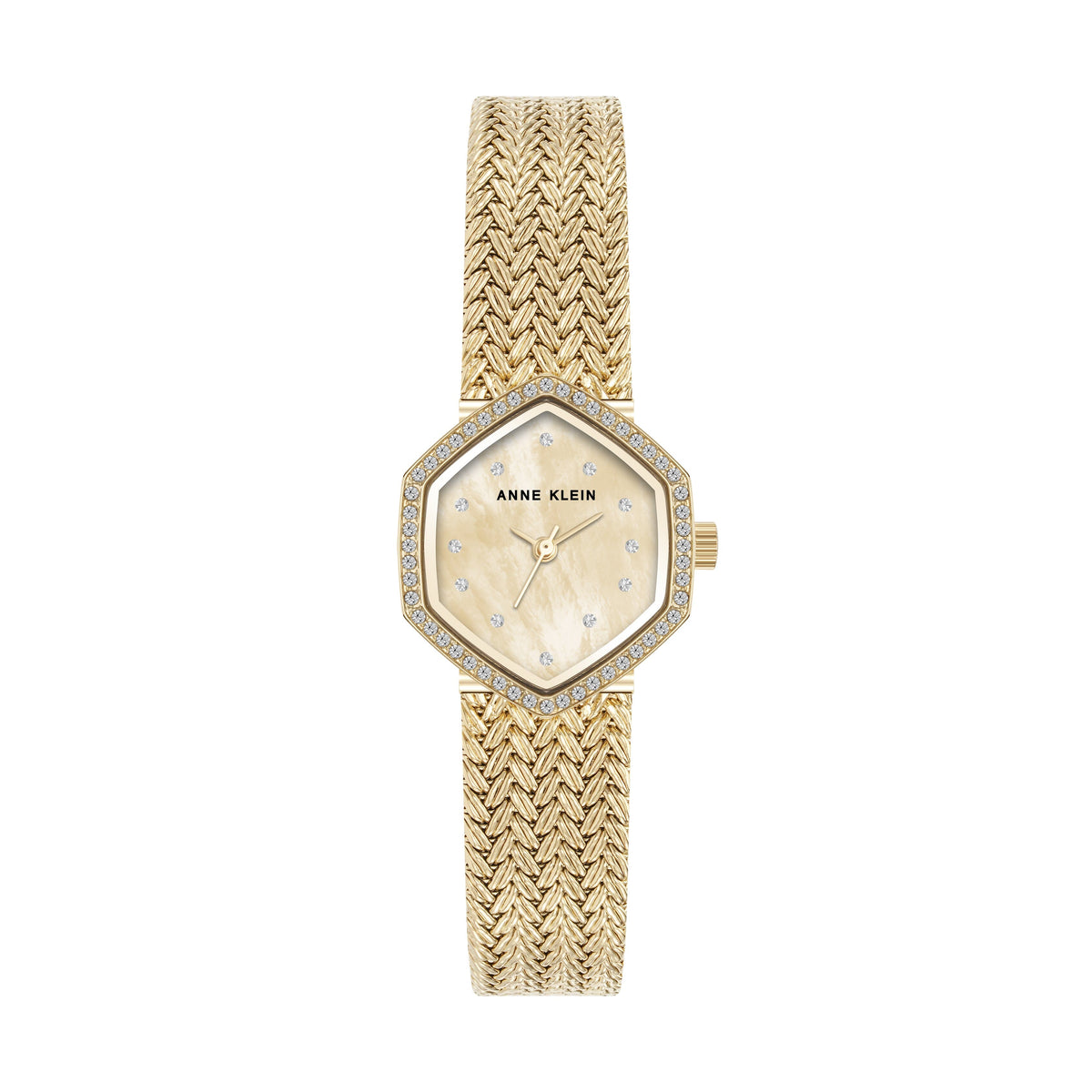Crystal Accented Mesh Bracelet Watch in Gold-Tone | Anne Klein
