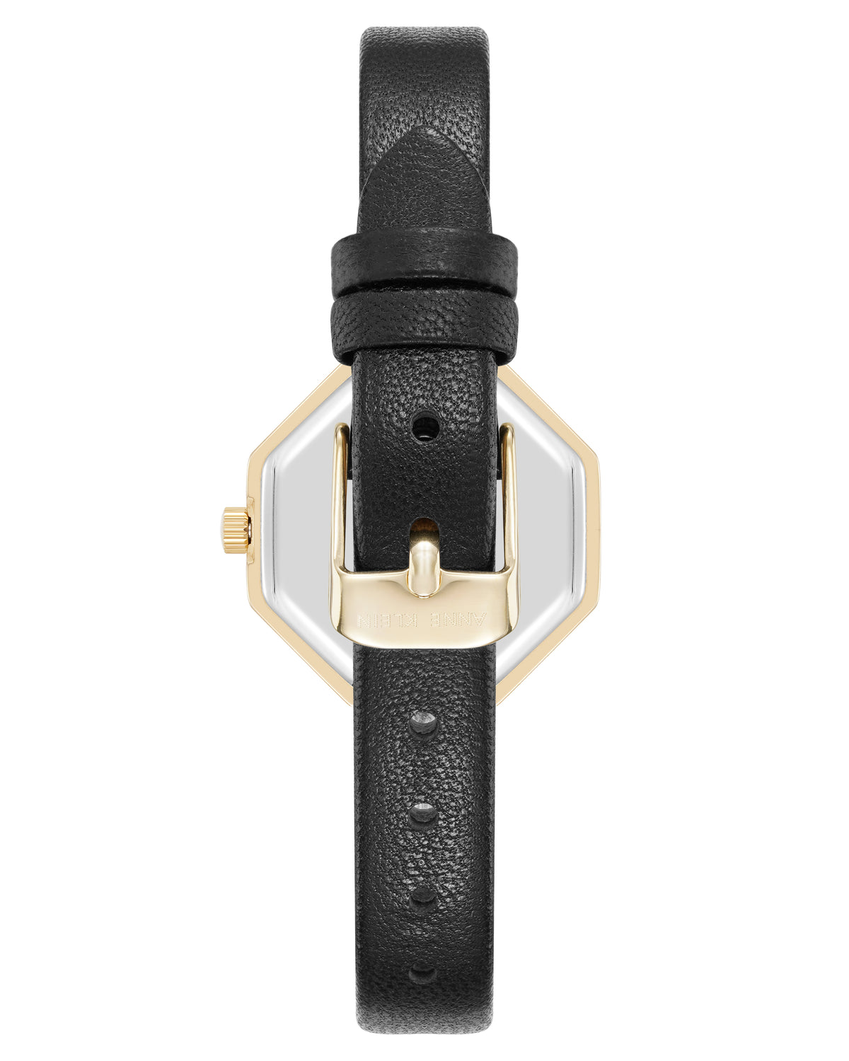 Crystal Accented Octagonal Leather Strap Watch