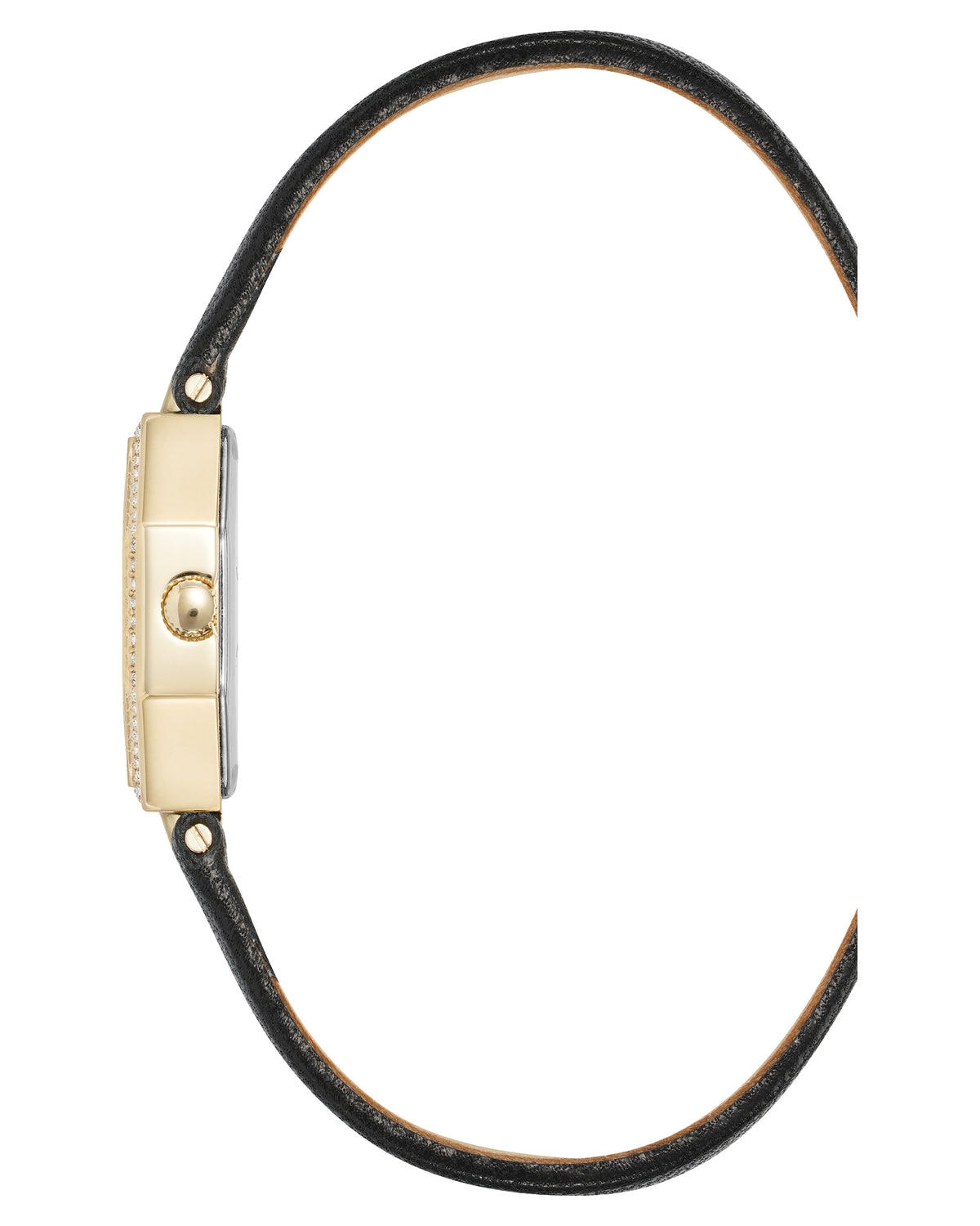Crystal Accented Octagonal Leather Strap Watch