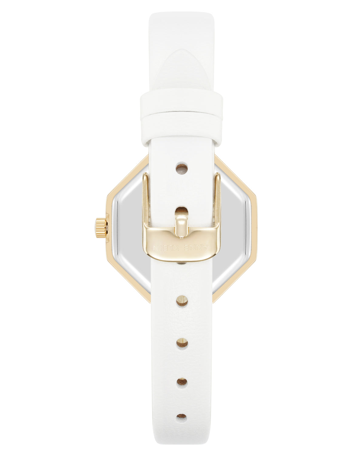 Crystal Accented Octagonal Leather Strap Watch