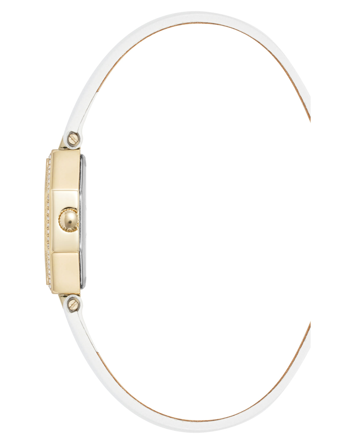 Crystal Accented Octagonal Leather Strap Watch