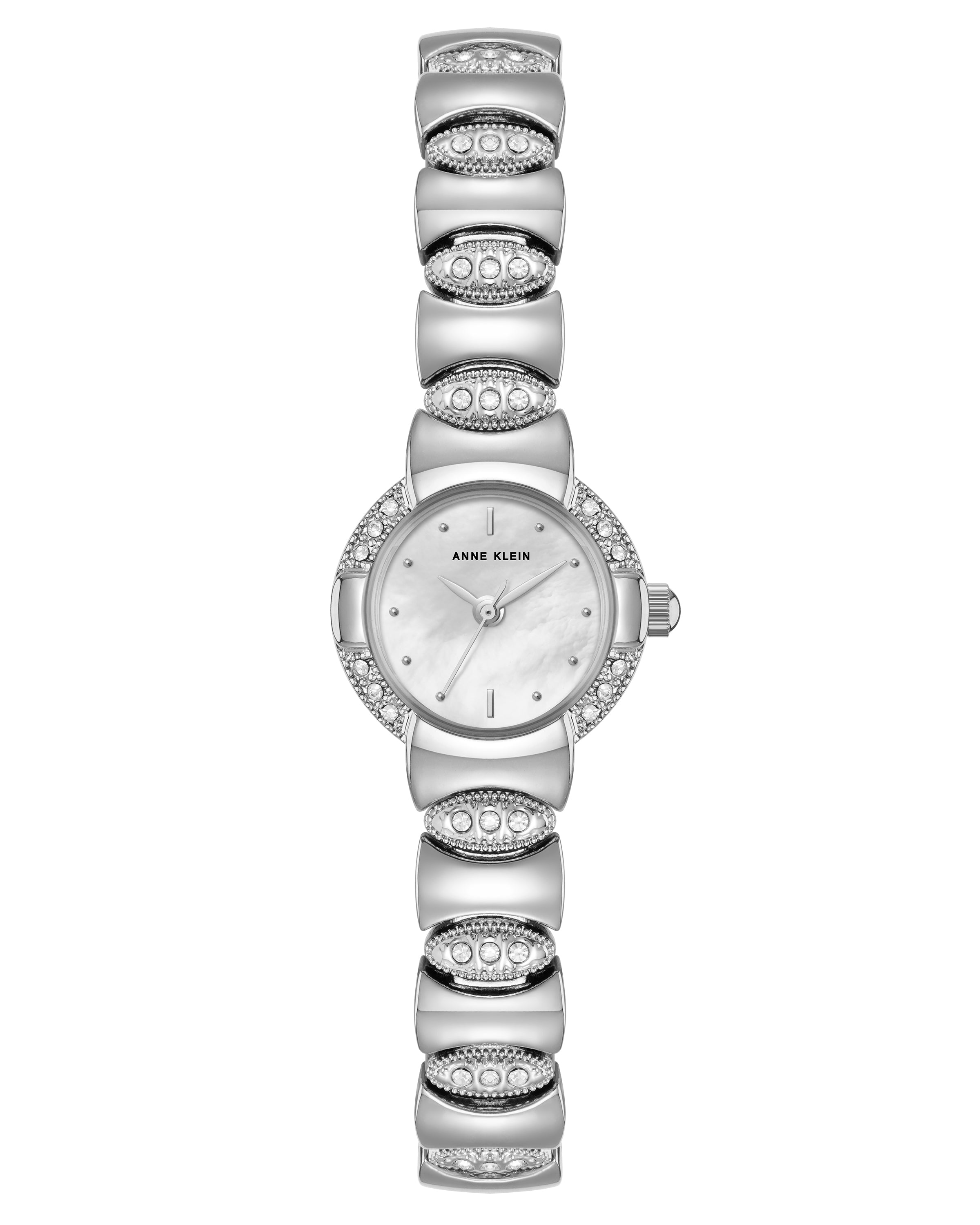 Crystal Accented Bracelet Watch in Silver-Tone / Mother of Pearl