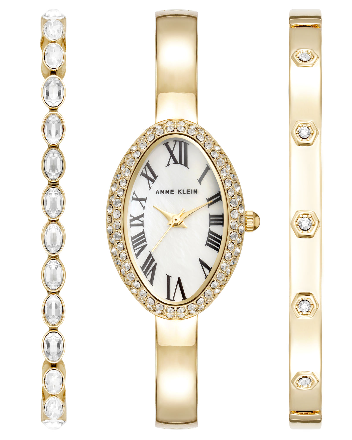 Crystal Accented Bangle Watch and Bracelet Set