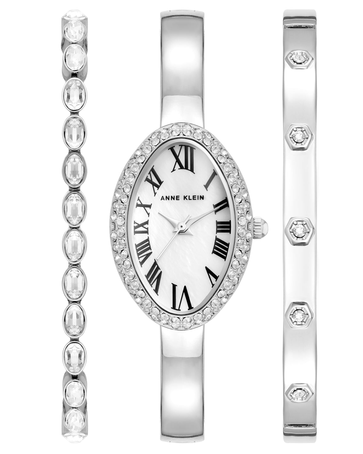 Crystal Accented Bangle Watch and Bracelet Set
