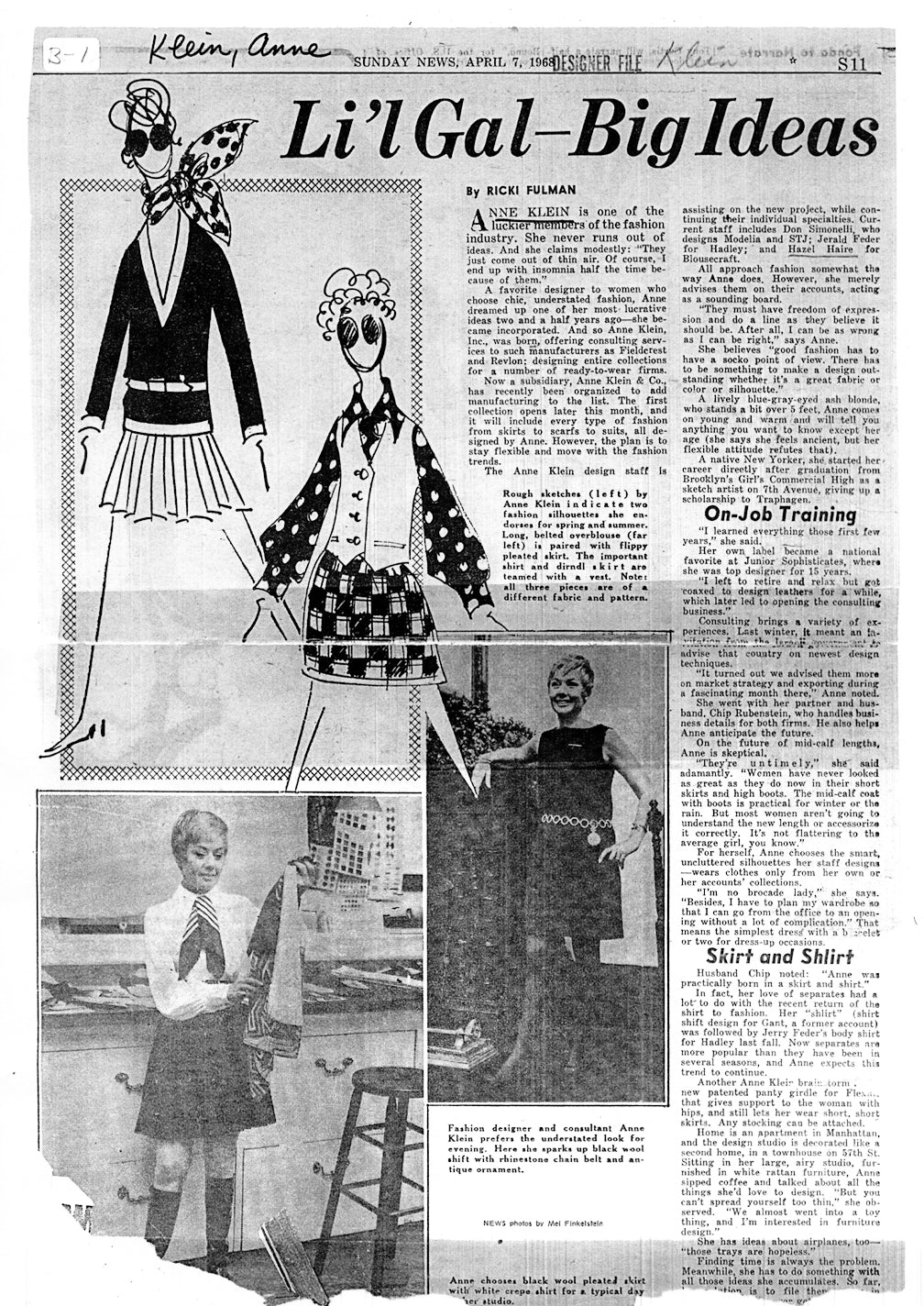 Newspaper clip about Anne Klein