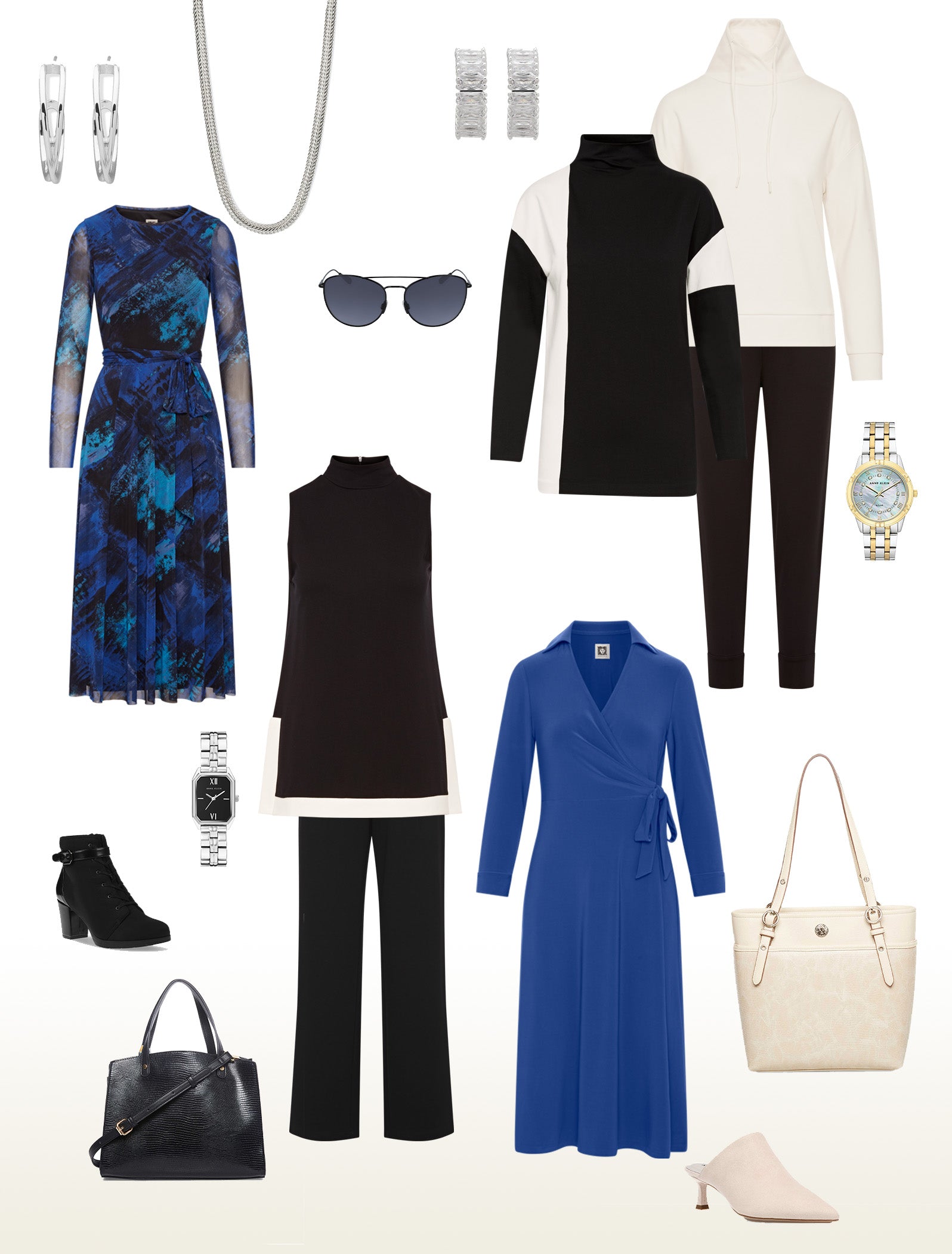 Jesses closet collage from Dresses, shoes and accessories from Anne Klein 