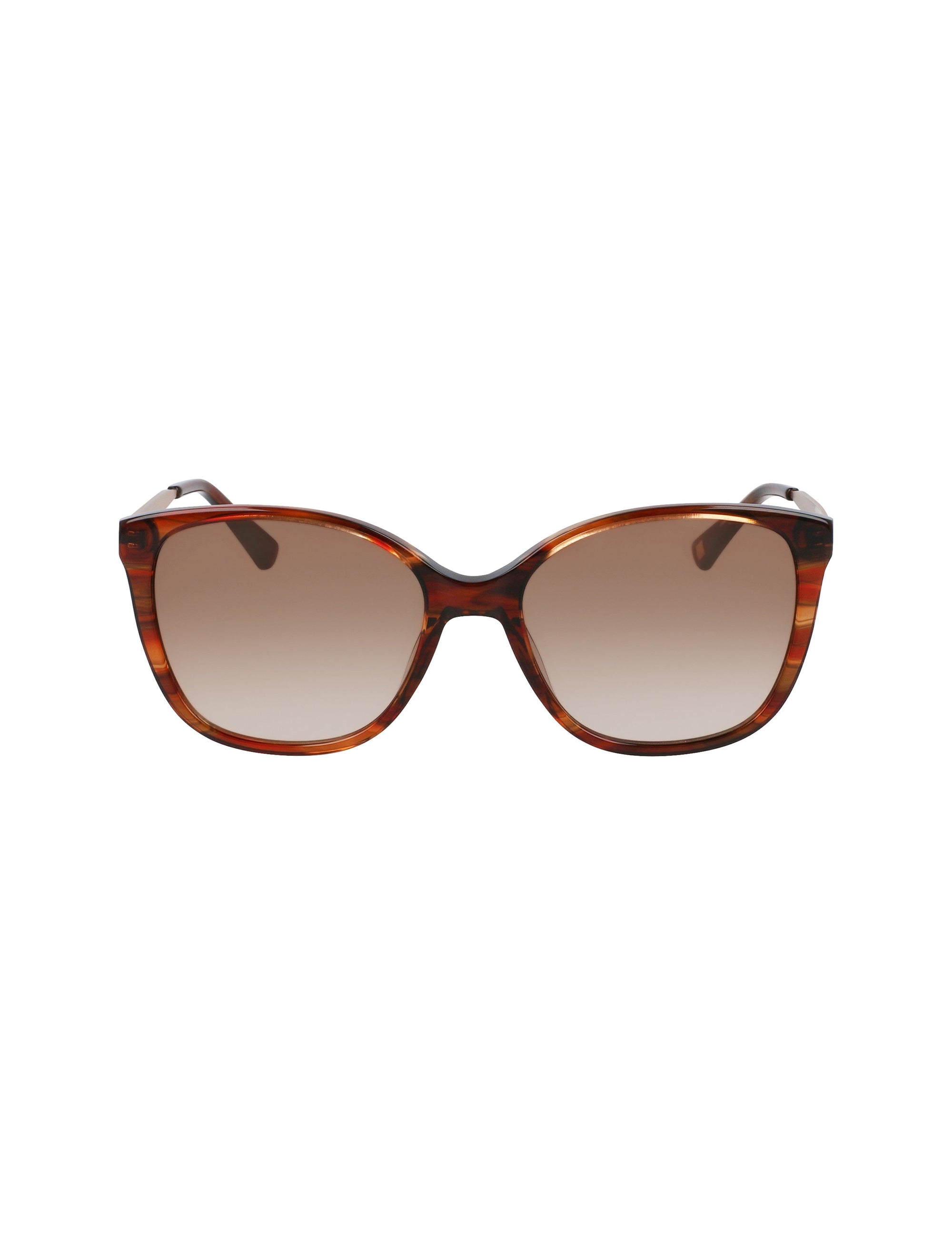 Anne Klein Mocha Horn Horn-Rimmed Classic Square Sunglasses