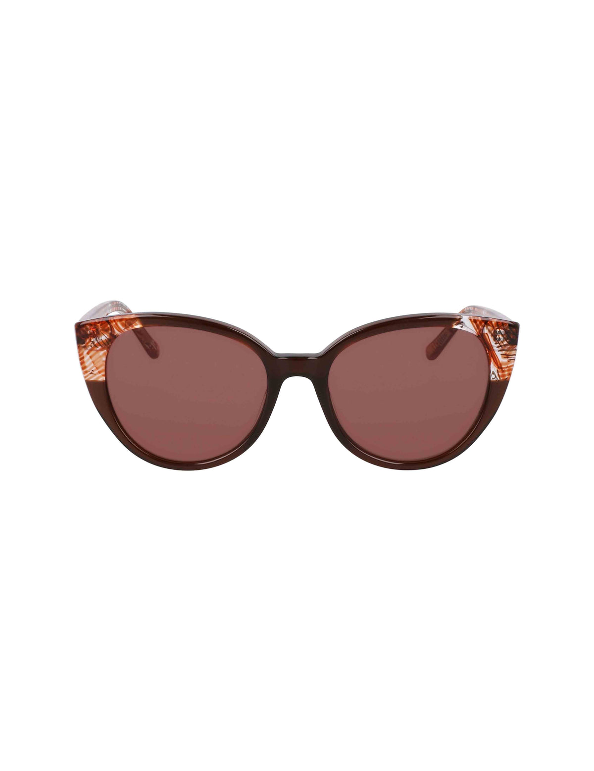 Anne Klein MOCHA PLAID Uplifting Rounded Cat-eye Sunglasses