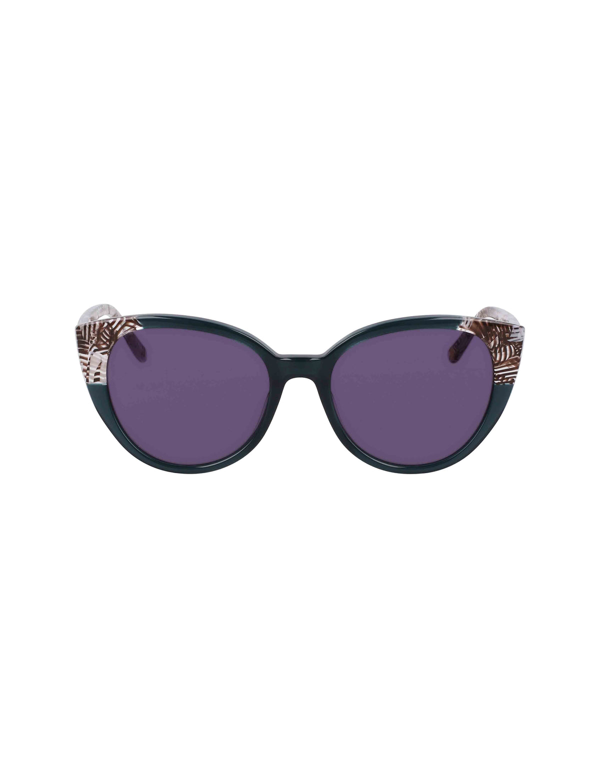 Anne Klein TEAL PLAID Uplifting Rounded Cat-eye Sunglasses