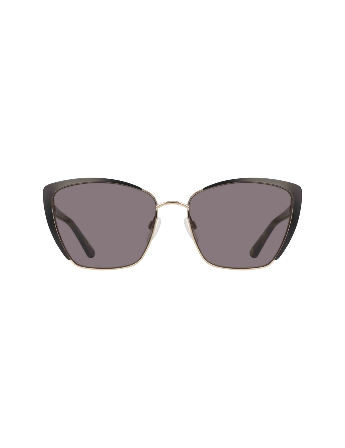 Anne Klein Black Gold Elegant Metal Cat-Eye Sunglasses
