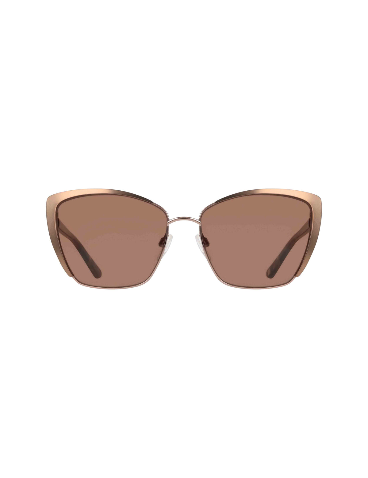 Anne Klein Mocha Rose Elegant Metal Cat-Eye Sunglasses