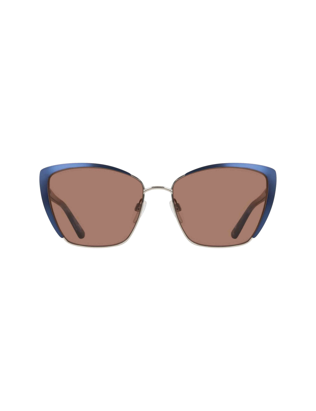Anne Klein Navy Silver Elegant Metal Cat-Eye Sunglasses
