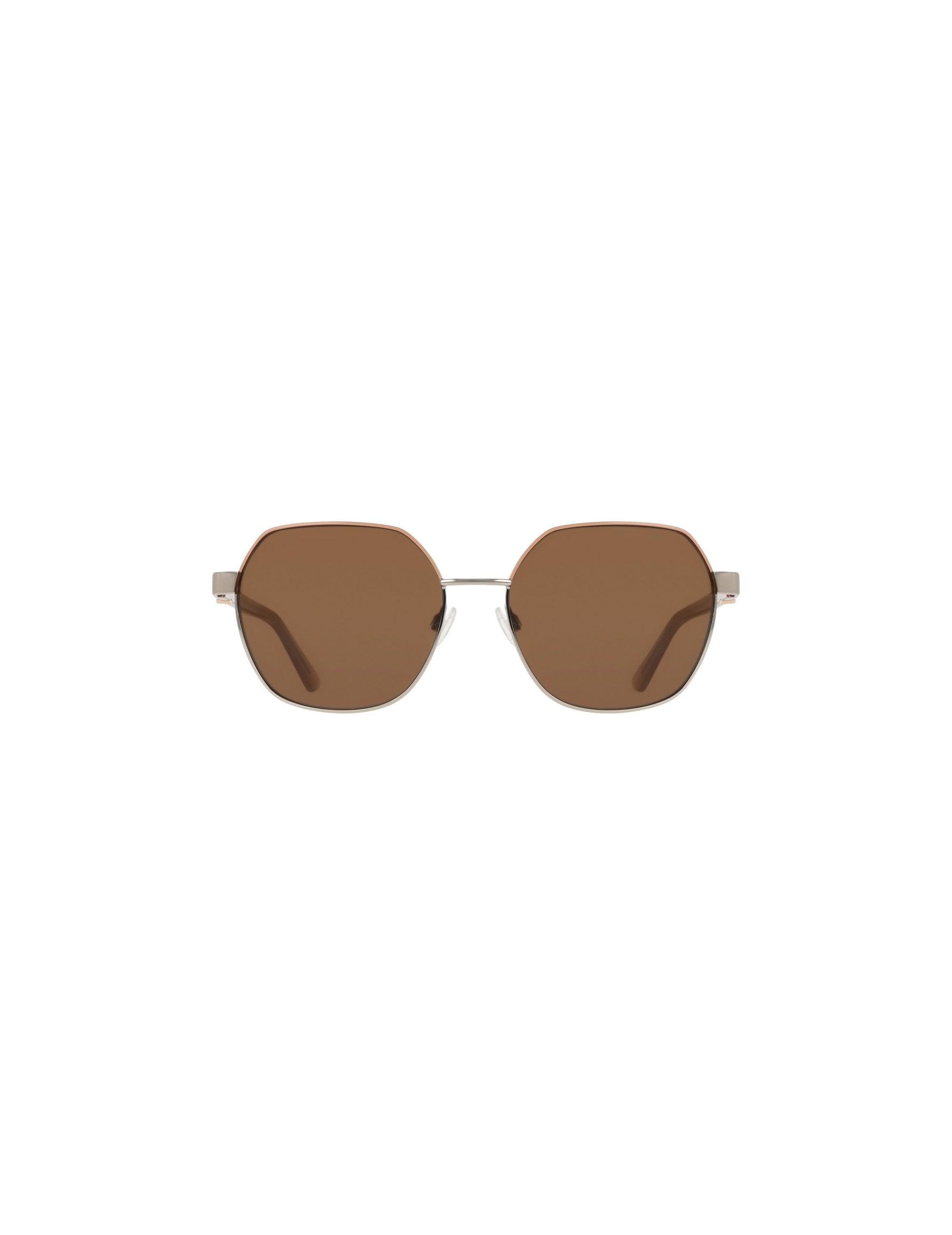 Anne Klein SILVER Two-Tone Square Metal Frame Sunglasses